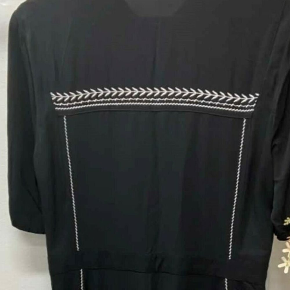 COUNTRY ROAD Embroidered Black Long Sleeve Shirt Dress - Picture 13 of 16